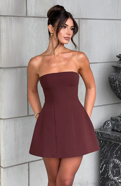 Asha Mini Dress - Brown Babyboo Fashion Asha Mini Dress - Brown Babyboo Fashion