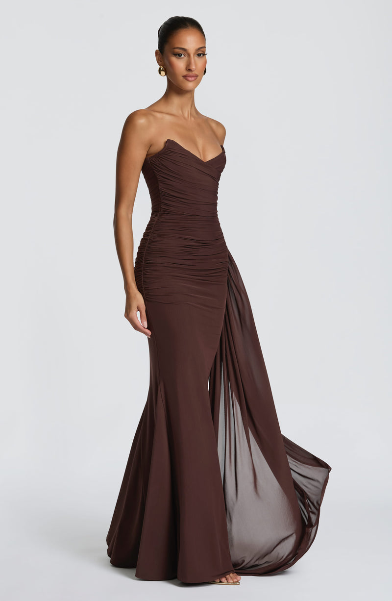 Buy Ashika Maxi Dress - Plum Brown | Babyboo Fashion