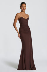 Ashika Maxi Dress - Plum Brown Dress Babyboo Fashion Premium Exclusive Design
