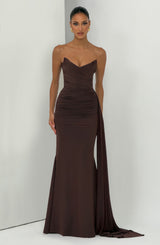Ashika Maxi Dress - Plum Brown Dress Babyboo Fashion Premium Exclusive Design