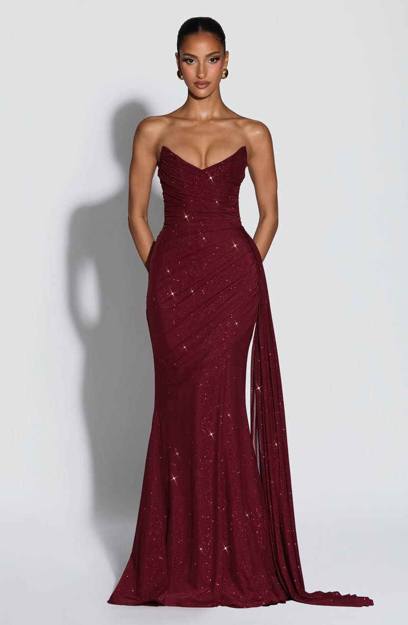 Ashika Maxi Dress - Wine Sparkle Dress Babyboo Fashion Premium Exclusive Design