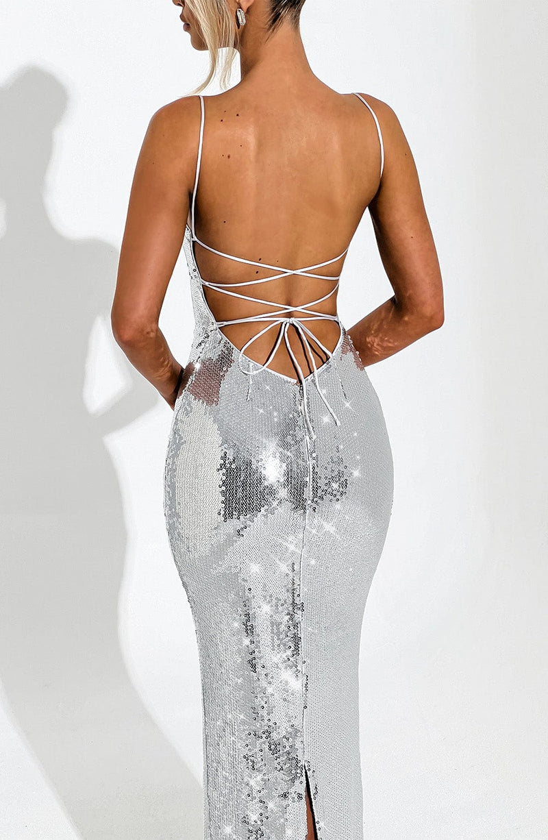 babyboo silver dress Lorena Maxi Dress