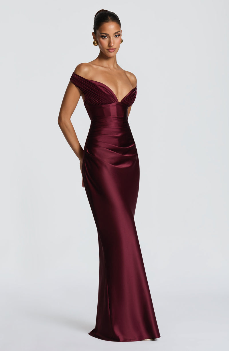 lucid midnight maxi dress burgundy product info and reviews Babyboo Aurelia in Cherry Lacquer Size XL light up dressing table mirror while the soft Size:54 (5'9