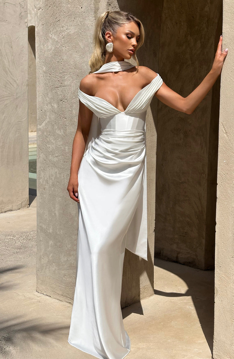 Aurelia Maxi Dress - Ivory | White Maxi Dress by Babyboo Fashion Aurelia Maxi Dress - Ivory | White Maxi Dress by Babyboo Fashion