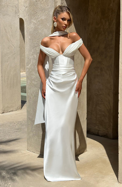 babyboo fashion white dress Aurelia Maxi Dress - Ivory