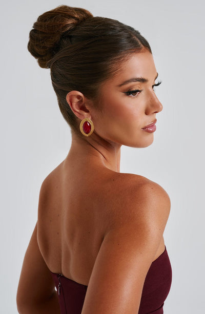 Azra Earrings - Red/Gold Babyboo Fashion Azra Earrings - Red/Gold Babyboo Fashion