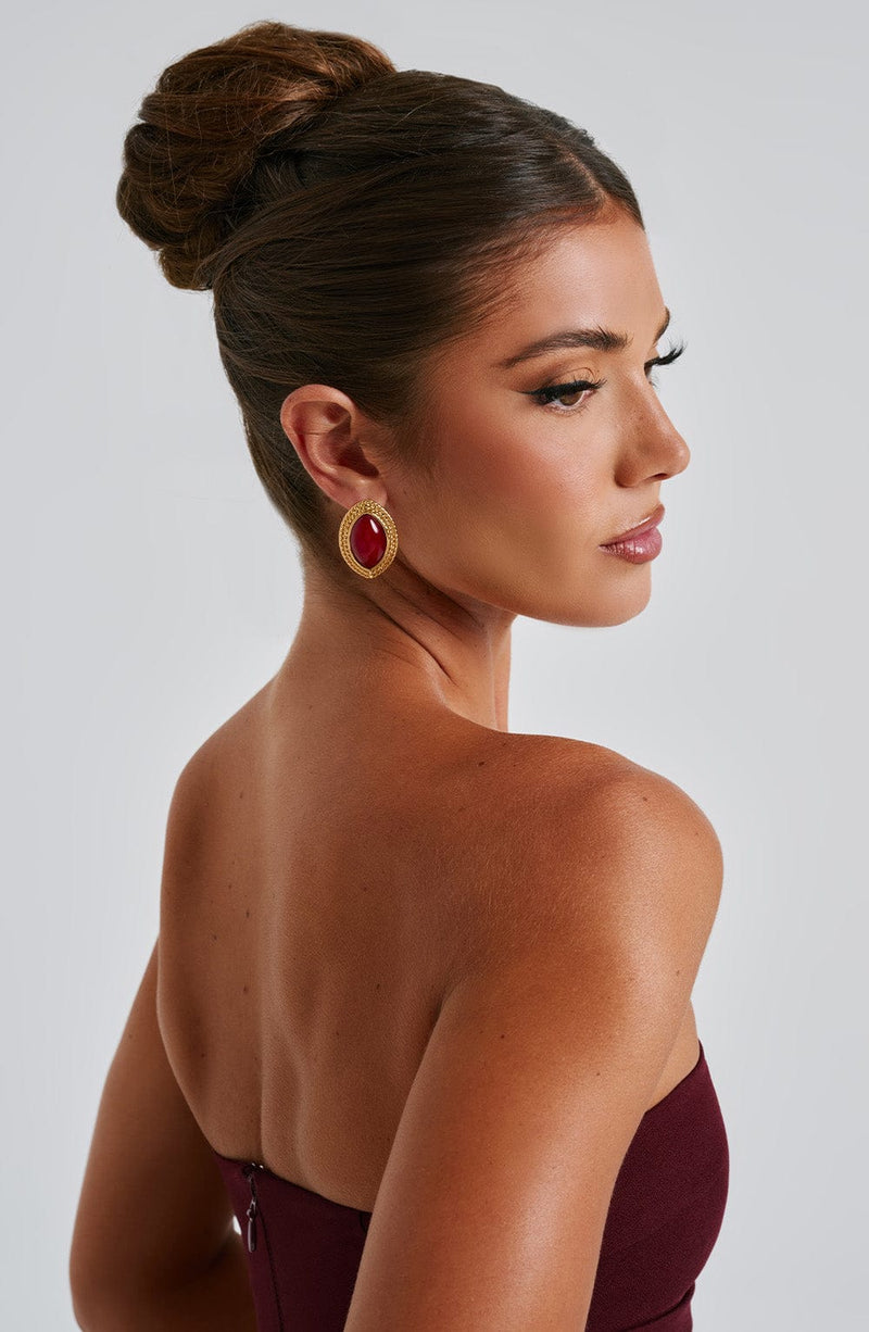 Azra Earrings - Red/Gold Babyboo Fashion Azra Earrings - Red/Gold Babyboo Fashion