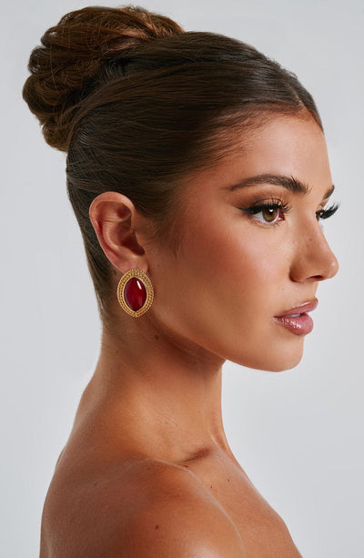 Azra Earrings - Red/Gold Babyboo Fashion Azra Earrings - Red/Gold Babyboo Fashion