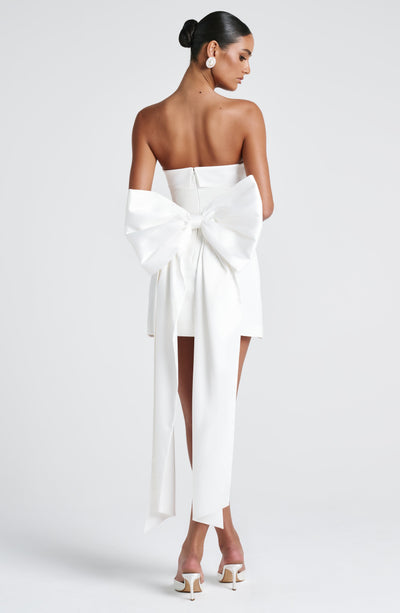 strapless dress with bows Layered Bow Mini Strapless Mini Dress Set Allison Kelly Strapless Taffeta Bow