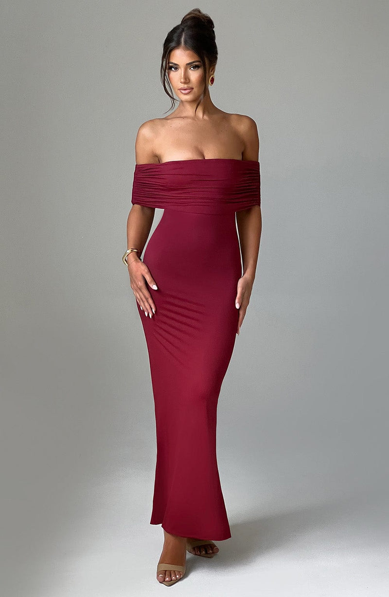 Belinda Maxi Dress - Burgundy Dress Babyboo Fashion Premium Exclusive Design