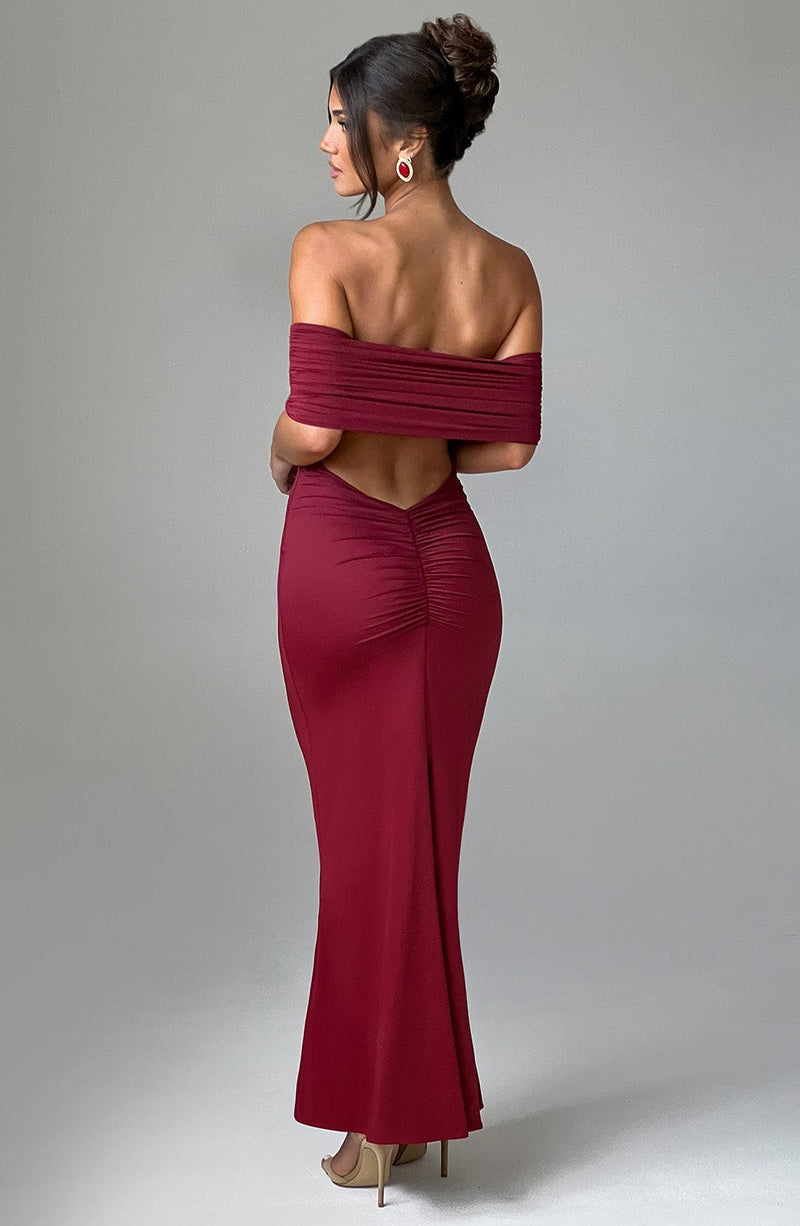 Babyboo Belinda Maxi Dress in Burgundy Size XXL