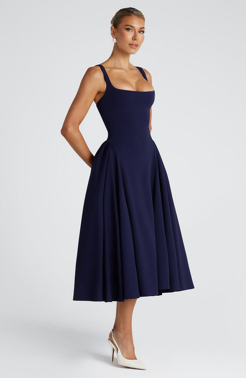 Betty Midi Dress - Navy | Elegant Midi Dress | Babyboo Fashion Betty Midi Dress - Navy | Elegant Midi Dress | Babyboo Fashion