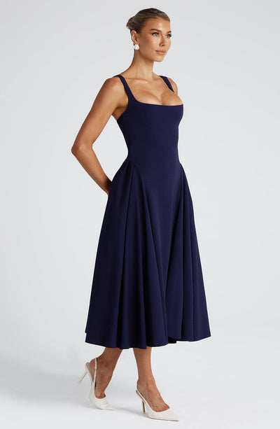 Betty Midi Dress - Navy | Elegant Midi Dress | Babyboo Fashion Betty Midi Dress - Navy | Elegant Midi Dress | Babyboo Fashion