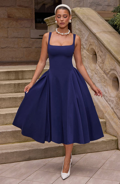Betty Midi Dress - Navy | Elegant Midi Dress | Babyboo Fashion Betty Midi Dress - Navy | Elegant Midi Dress | Babyboo Fashion