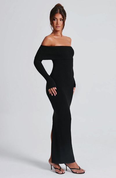 black knit maxi dress Valerie Ribbed Long Sleeve (Black) Small and a sleeveless design Beverley Knit Maxi Dress -