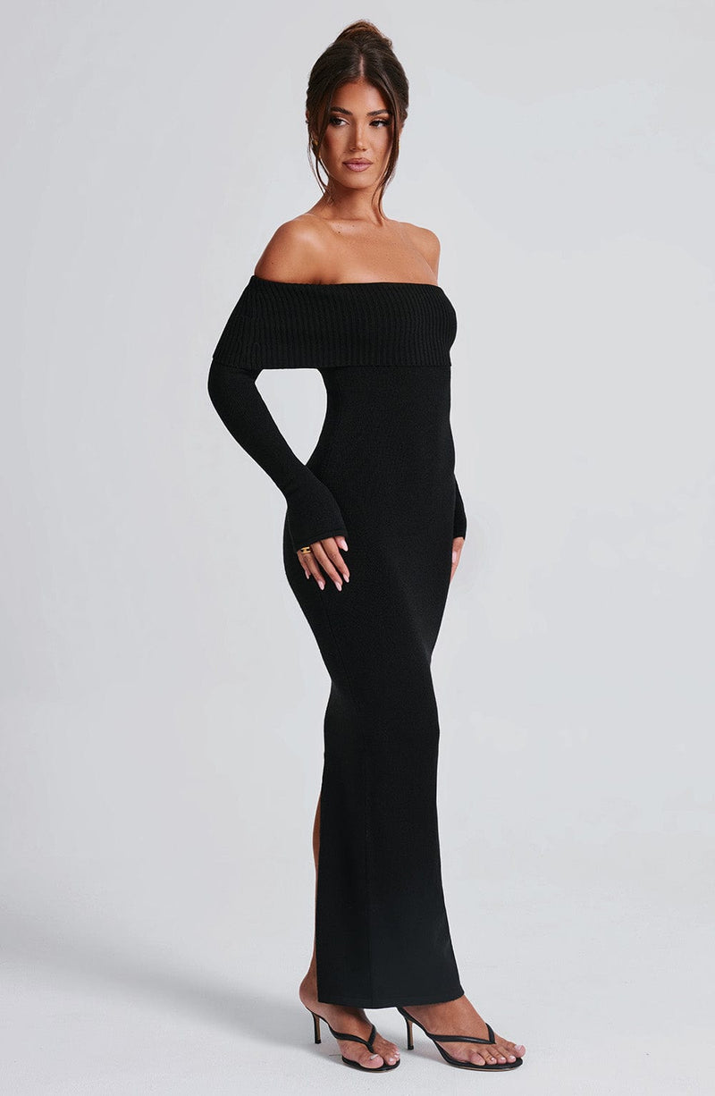 Shoulder Long Maxi Knit Dress Beverley Knit Maxi Dress Black Babyboo Fashion Shoulder Long Maxi Knit Dress Beverley Knit Maxi Dress Black Babyboo Fashion