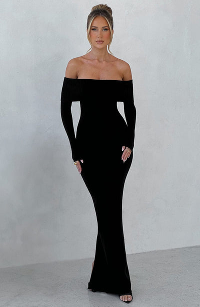 black knit maxi dress Beverley Knit Maxi Dress