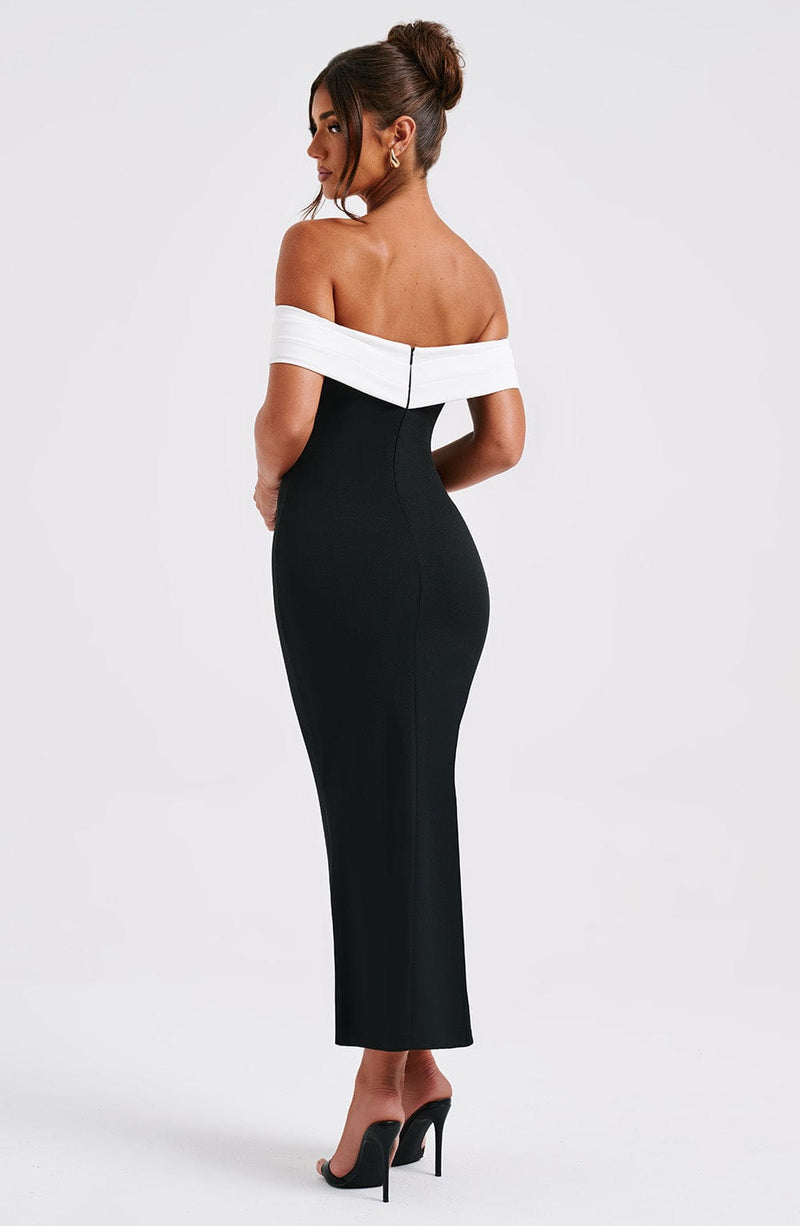 Bex Midi Dress - Black/White Dress Babyboo Fashion Premium Exclusive Design