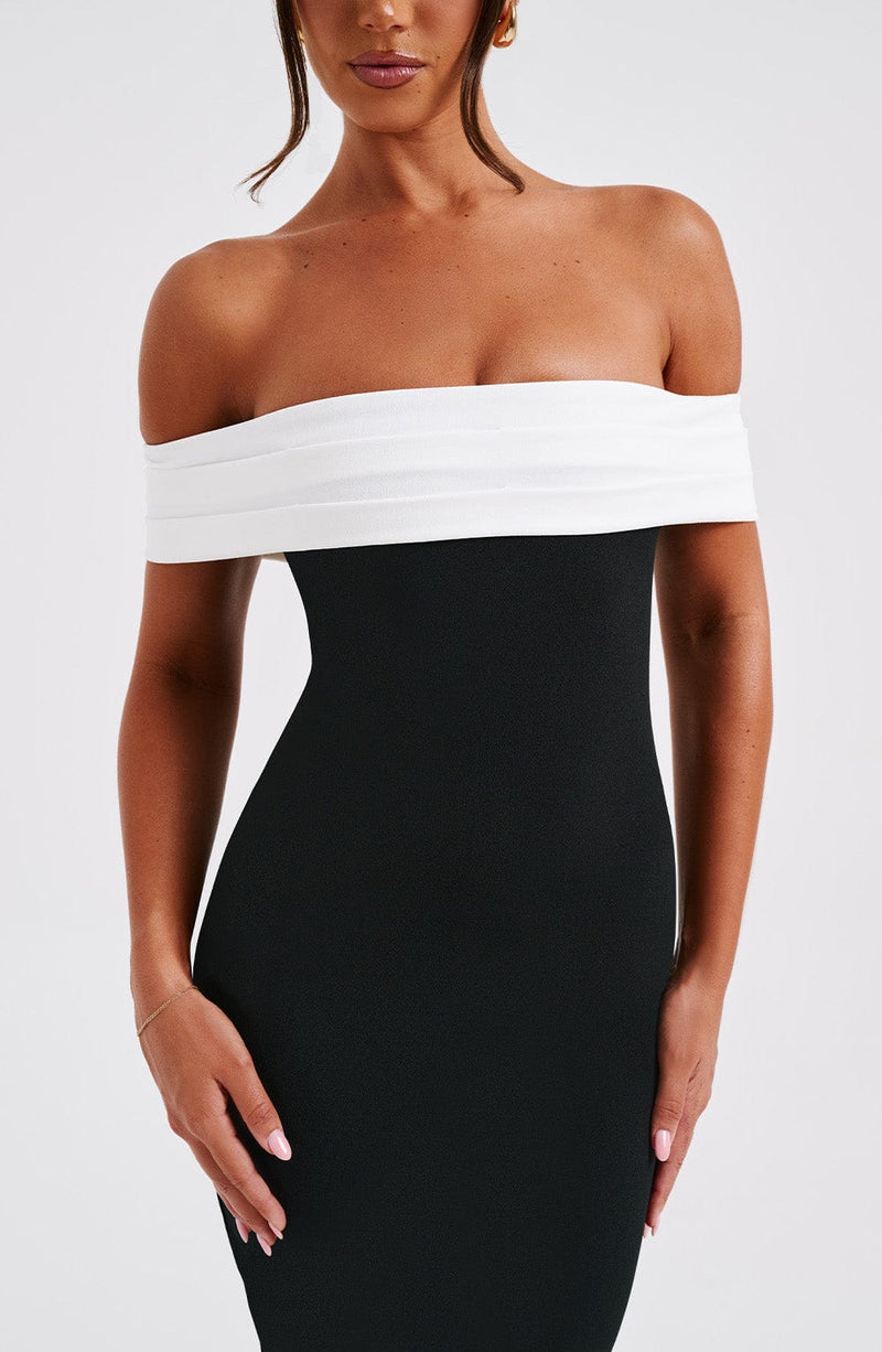 Bex Midi Dress - Black/White Dress Babyboo Fashion Premium Exclusive Design