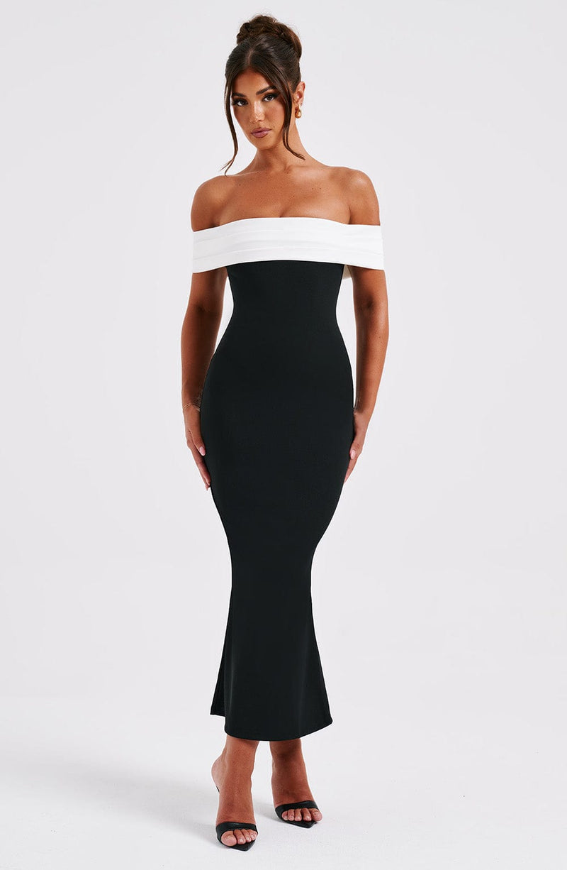 Bex Midi Dress - Black/White Dress XS Babyboo Fashion Premium Exclusive Design