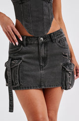 Billie Mini Skirt - Black Wash Skirt Babyboo Fashion Premium Exclusive Design