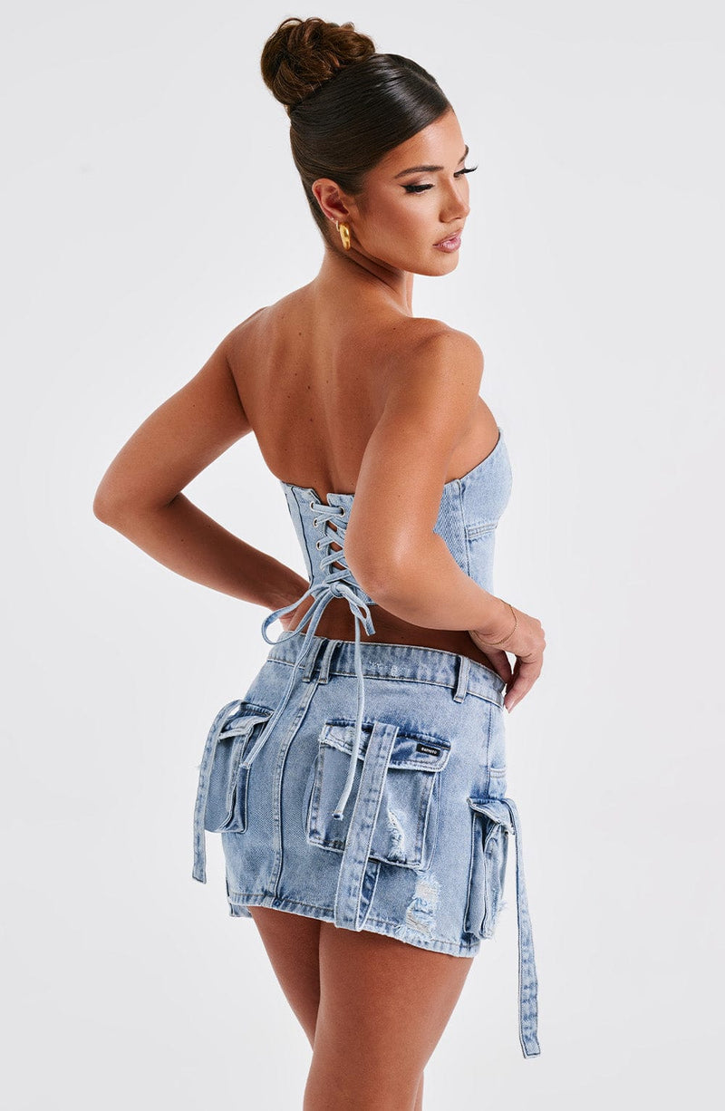 Billie Mini Skirt - Blue Wash Skirt Babyboo Fashion Premium Exclusive Design