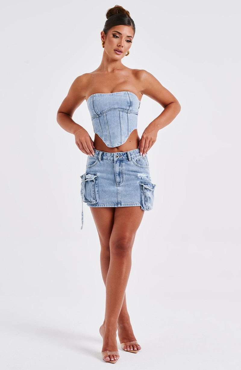 Billie Mini Skirt - Blue Wash Skirt Babyboo Fashion Premium Exclusive Design