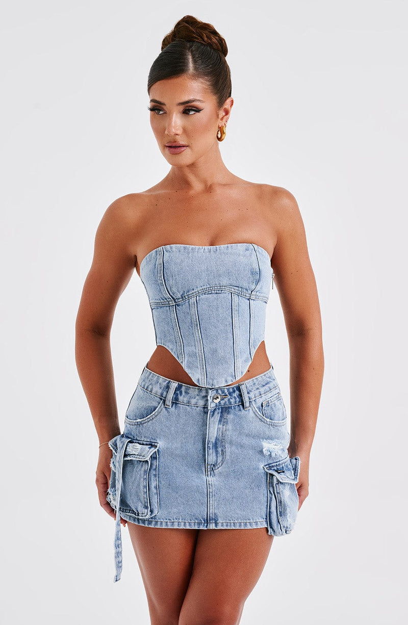 Billie Mini Skirt - Blue Wash Skirt XS Babyboo Fashion Premium Exclusive Design