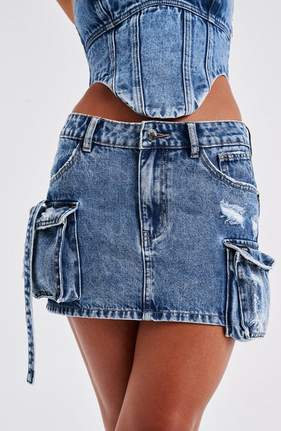Billie Mini Skirt - Dark Wash Skirt Babyboo Fashion Premium Exclusive Design