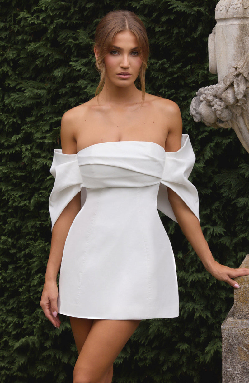 Briella Mini Dress - Ivory | Trendy White Mini Dress Babyboo Fashion Briella Mini Dress - Ivory | Trendy White Mini Dress Babyboo Fashion