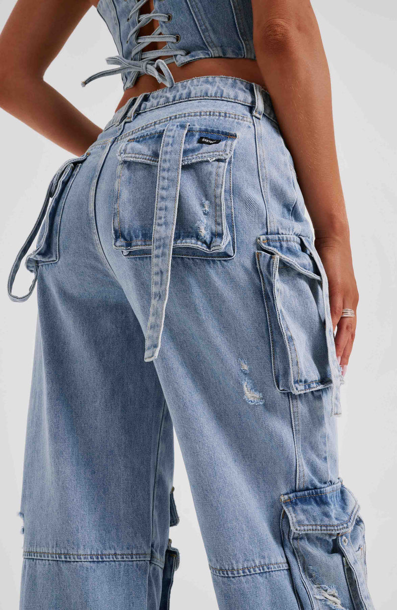 Brooklyn Cargo Pant - Blue Pants Babyboo Fashion Premium Exclusive Design