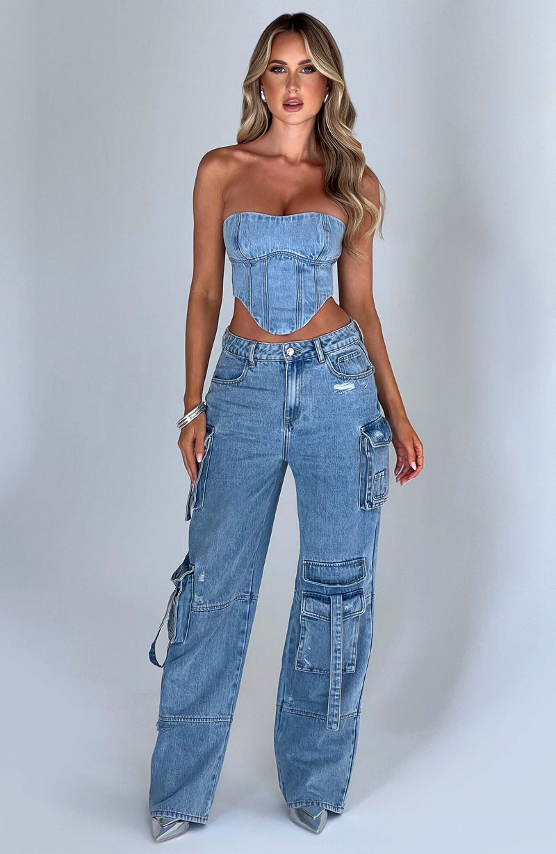 Brooklyn Cargo Pant - Blue Pants XS Babyboo Fashion Premium Exclusive Design