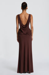 Bruna Maxi Dress - Plum Brown Dress Babyboo Fashion Premium Exclusive Design