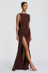 Bruna Maxi Dress - Plum Brown Dress Babyboo Fashion Premium Exclusive Design