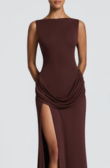 Bruna Maxi Dress - Plum Brown Dress Babyboo Fashion Premium Exclusive Design