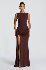 Bruna Maxi Dress - Plum Brown Dress XS Babyboo Fashion Premium Exclusive Design