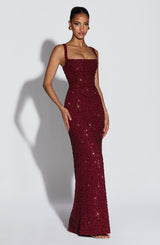 Calanthe Maxi Dress - Burgundy Sparkle Dress Babyboo Fashion Premium Exclusive Design