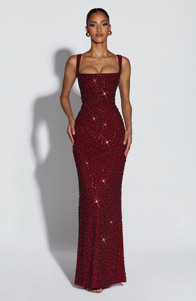 Calanthe Maxi Dress - Burgundy Sparkle