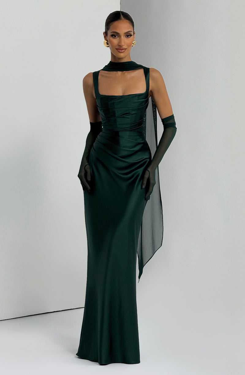 Green Maxi Dress - Calanthe Maxi Dress - Emerald