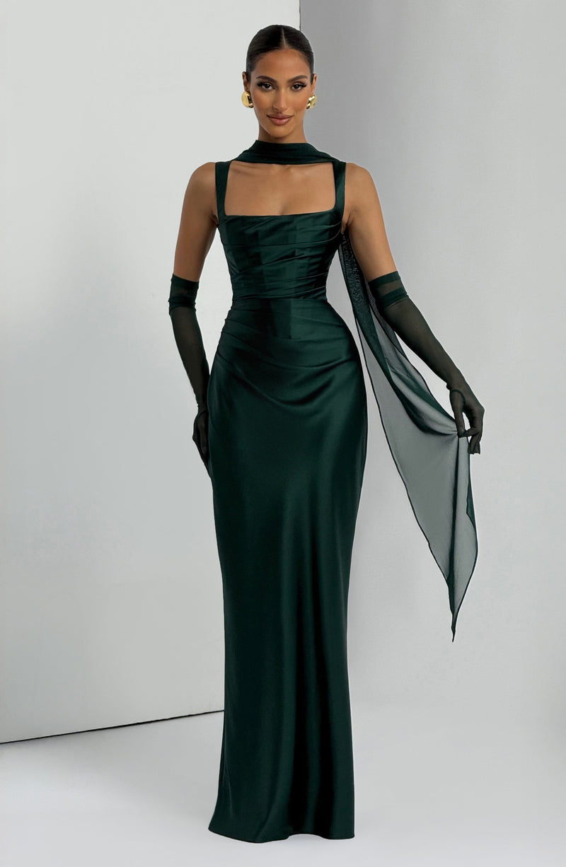 gray and green dress Green Maxi Dress - Calanthe Maxi Dress - Emerald