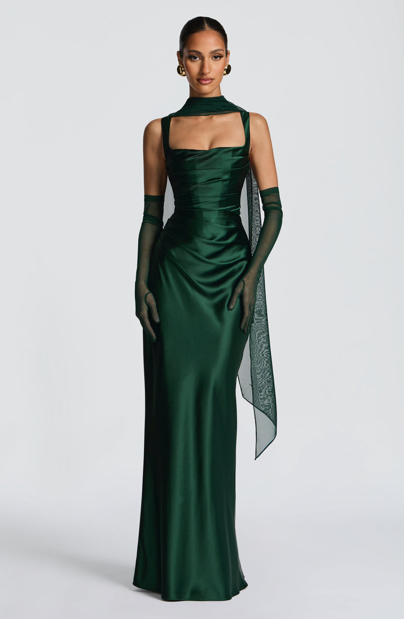 Green Maxi Dress - Calanthe Maxi Dress - Emerald