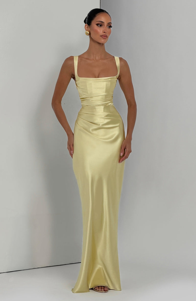 knee length dresses for ladies Take Back Maxi Dress Lemon main image 1