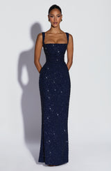 Calanthe Maxi Dress - Navy Sparkle Dress Babyboo Fashion Premium Exclusive Design