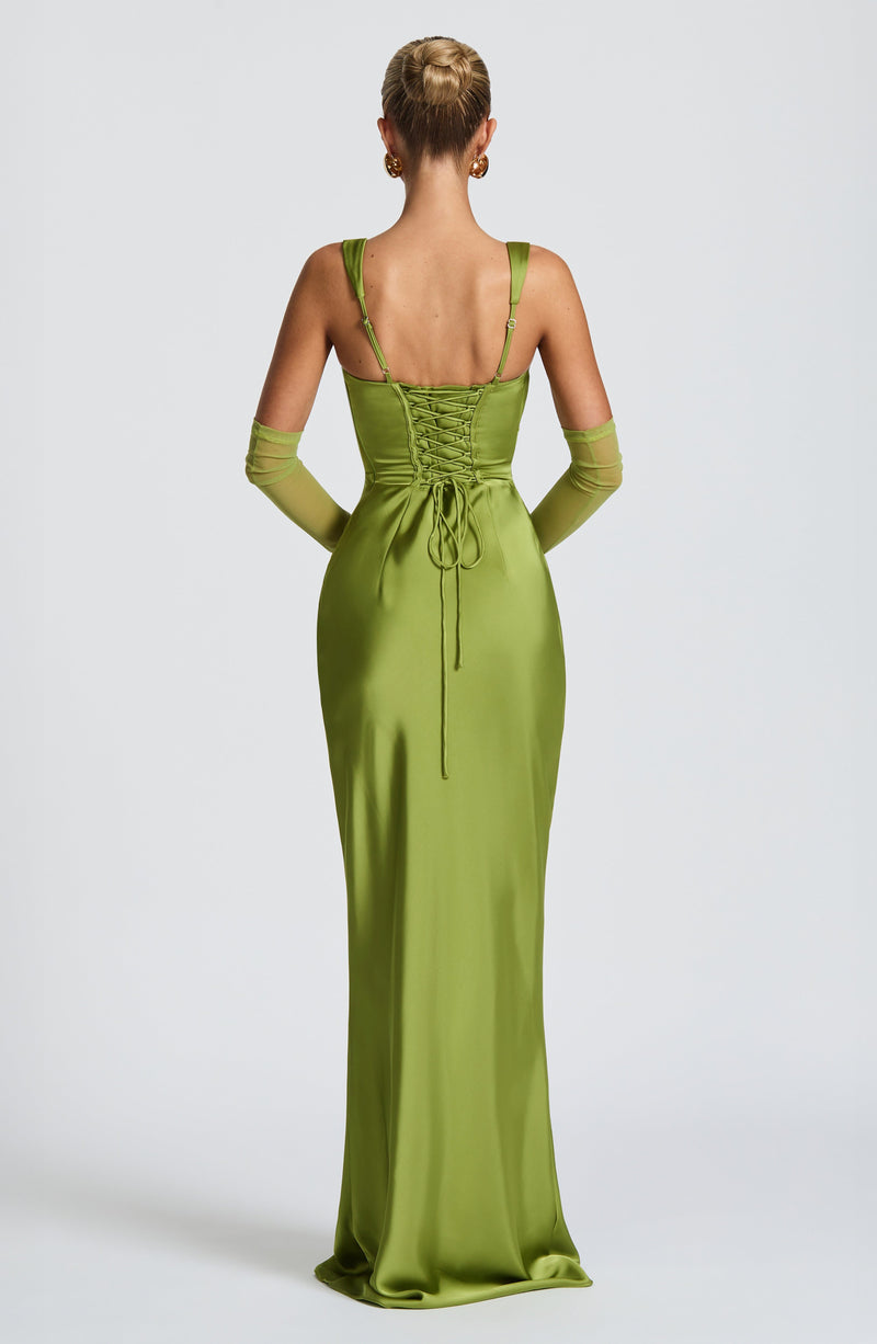 babyboo green dress by Babyboo Skirt has Invisible zipper closure BABYBOO MALIKA MAXI DRESS -