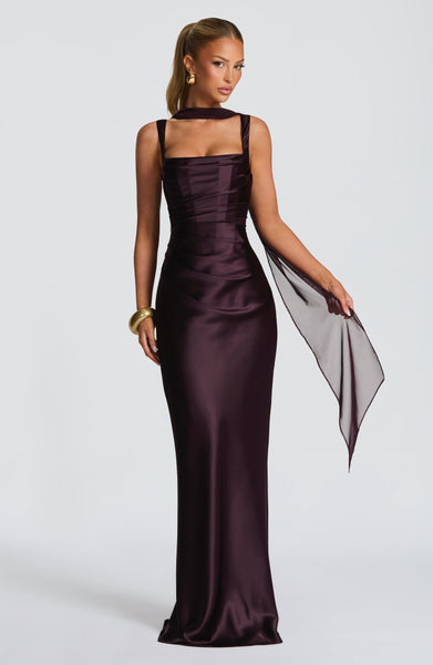 Babyboo Calanthe Maxi Dress in Plum Size XS