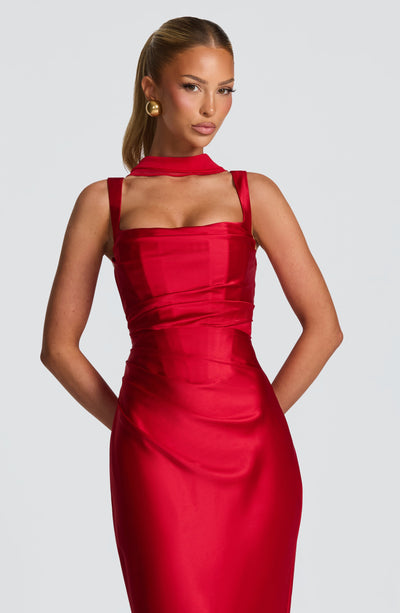 midi satin slip dress Lace Trim Satin Slip Midi Dress