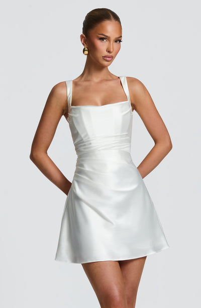 knee length dresses for ladies No You Hang Up Mini Dress Cream