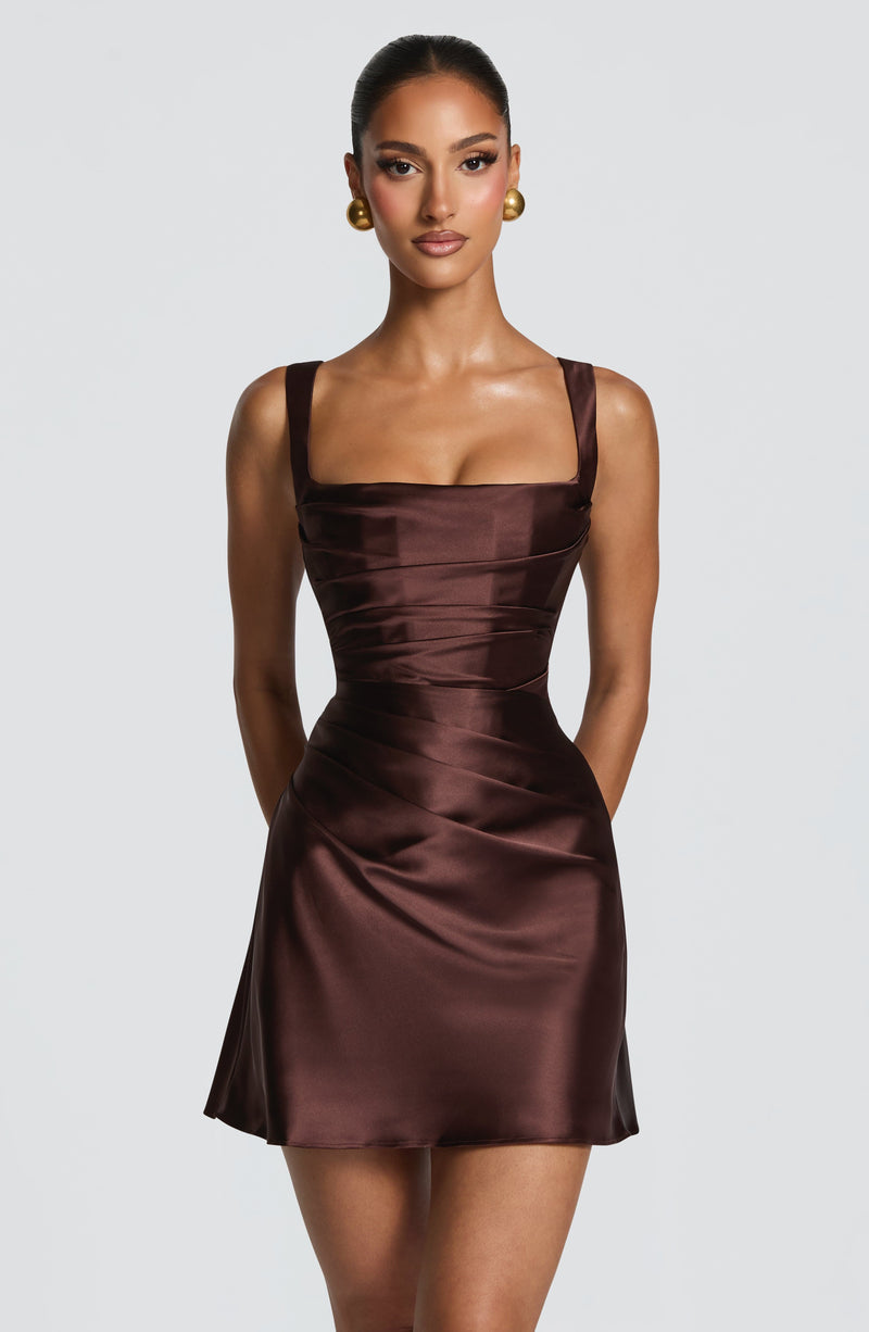 Babyboo Calanthe Mini Dress in Plum Brown Size M