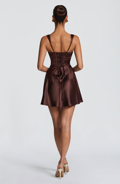 Calanthe Mini Dress - Plum Brown Calanthe Mini Dress - Plum Brown
