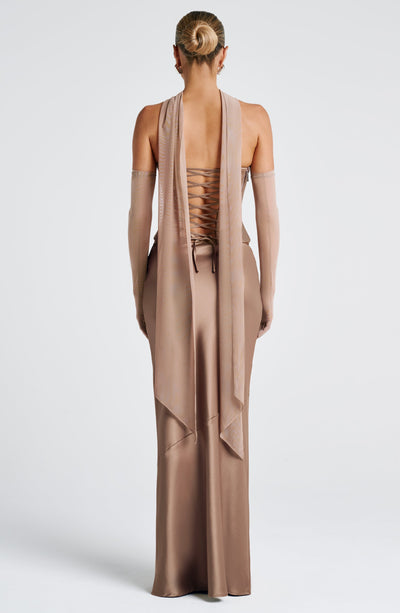 callista corset dress Luxury redefined, our Kensington maxi dress + Callista corset & Bernadette maxi skirt